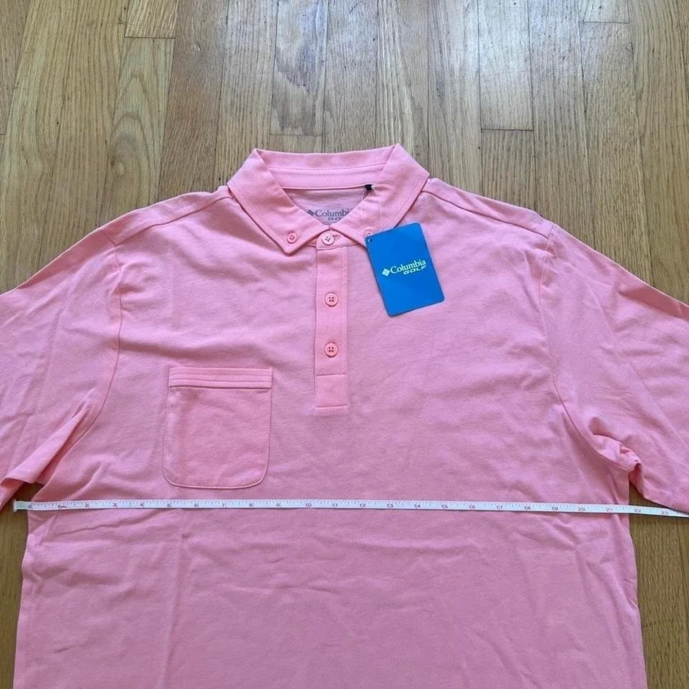 New Columbia Sportswear pink golf polo shirt, Men's Large - Picture 5 of 7